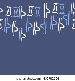 Seamless   horizontal pattern of zodiac signs, doodles,  object,gemini,libra, copy space. Hand drawn.