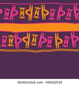 Seamless horizontal  pattern of zodiac signs, doodles,  object,gemini,libra, stripes,spot, copy space. Hand drawn.