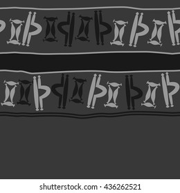 Seamless horizontal  pattern of zodiac signs, doodles,  object,gemini,libra, stripes,spot, copy space. Hand drawn.