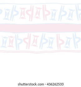 Seamless horizontal  pattern of zodiac signs, doodles,  object,gemini,libra, stripes,spot, copy space. Hand drawn.