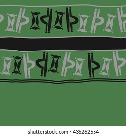 Seamless horizontal  pattern of zodiac signs, doodles,  object,gemini,libra, stripes,spot, copy space. Hand drawn.