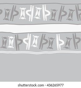Seamless horizontal  pattern of zodiac signs, doodles,  object,gemini,libra, stripes,spot, copy space. Hand drawn.