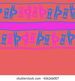 Seamless horizontal  pattern of zodiac signs, doodles,  object,gemini,libra, stripes,spot, copy space. Hand drawn.