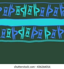 Seamless horizontal  pattern of zodiac signs, doodles,  object,gemini,libra, stripes,spot, copy space. Hand drawn.