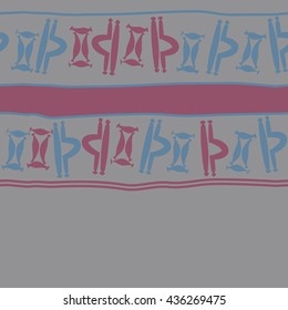 Seamless horizontal  pattern of zodiac signs, doodles,  object,gemini,libra, stripes,spot, copy space. Hand drawn.