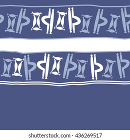 Seamless horizontal  pattern of zodiac signs, doodles,  object,gemini,libra, stripes,spot, copy space. Hand drawn.