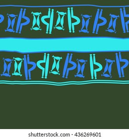 Seamless horizontal  pattern of zodiac signs, doodles,  object,gemini,libra, stripes,spot, copy space. Hand drawn.