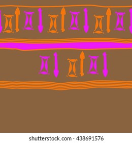 Seamless horizontal pattern of zodiac signs, doodles,  object,gemini,sagittarius, stripes, spot, copy space. Hand drawn.