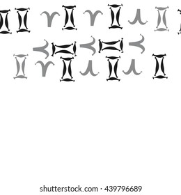 Seamless horizontal pattern of zodiac signs, doodles,  object, gemini,aries,  copy space. Hand drawn.