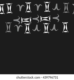 Seamless horizontal pattern of zodiac signs, doodles,  object, gemini,aries,  copy space. Hand drawn.