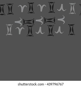 Seamless horizontal pattern of zodiac signs, doodles,  object, gemini,aries,  copy space. Hand drawn.