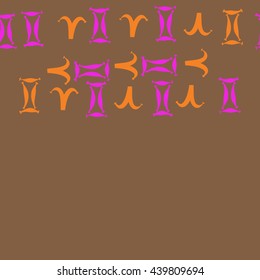 Seamless horizontal pattern of zodiac signs, doodles,  object, gemini,aries,  copy space. Hand drawn.