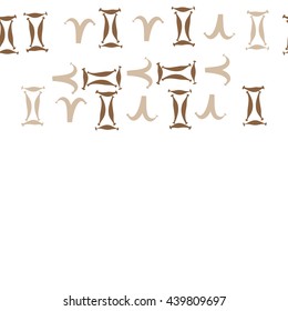 Seamless horizontal pattern of zodiac signs, doodles,  object, gemini,aries,  copy space. Hand drawn.