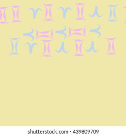 Seamless horizontal pattern of zodiac signs, doodles,  object, gemini,aries,  copy space. Hand drawn.