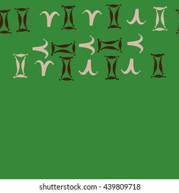 Seamless horizontal pattern of zodiac signs, doodles,  object, gemini,aries,  copy space. Hand drawn.