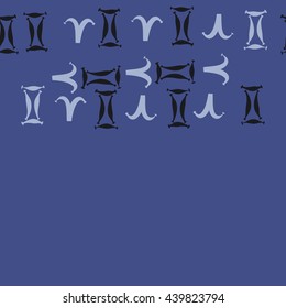 Seamless horizontal pattern of zodiac signs, doodles,  object, gemini,aries,  copy space. Hand drawn.