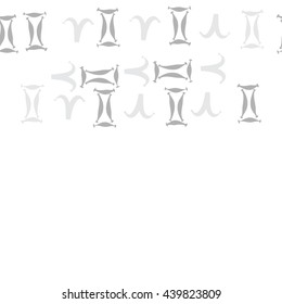 Seamless horizontal pattern of zodiac signs, doodles,  object, gemini,aries,  copy space. Hand drawn.