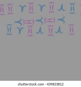 Seamless horizontal pattern of zodiac signs, doodles,  object, gemini,aries,  copy space. Hand drawn.