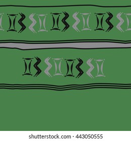 Seamless horizontal  pattern of zodiac signs, doodles,  object, gemini,aquarius, stripes, spot, copy space. Hand drawn.