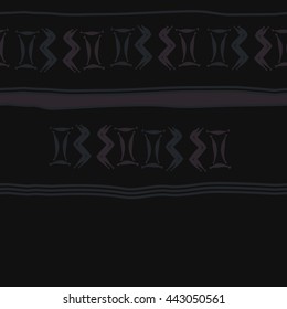 Seamless horizontal  pattern of zodiac signs, doodles,  object, gemini,aquarius, stripes, spot, copy space. Hand drawn.