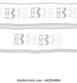 Seamless horizontal  pattern of zodiac signs, doodles,  object, gemini,aquarius, stripes, spot, copy space. Hand drawn.