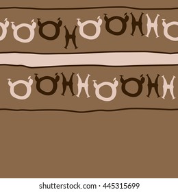 Seamless horizontal  pattern of zodiac signs, doodles,  object, taurus,pisces, stripe,spot,copy space. Hand drawn.