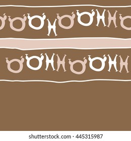Seamless horizontal  pattern of zodiac signs, doodles,  object, taurus,pisces, stripe,spot,copy space. Hand drawn.