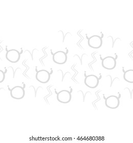 Seamless  horizontal pattern of zodiac signs, doodles,  object, taurus,aries, aquarius, copy space . Hand drawn.