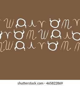 Seamless horizontal pattern of zodiac signs, doodles,  object, taurus,aries, scorpios, copy space . Hand drawn.