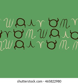 Seamless horizontal pattern of zodiac signs, doodles,  object, taurus,aries, scorpios, copy space . Hand drawn.