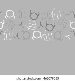 Seamless  horizontal pattern of zodiac signs, doodles,  object, taurus,aries, virgo, copy space . Hand drawn.
