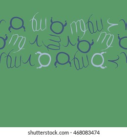 Seamless  horizontal pattern of zodiac signs, doodles,  object, taurus,aries, virgo, copy space . Hand drawn.
