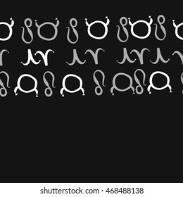 Seamless  horizontal pattern of zodiac signs, doodles,  object, taurus,aries, lions, copy space . Hand drawn.