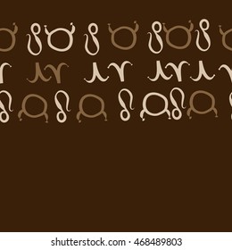 Seamless  horizontal pattern of zodiac signs, doodles,  object, taurus,aries, lions, copy space . Hand drawn.