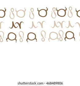 Seamless  horizontal pattern of zodiac signs, doodles,  object, taurus,aries, lions, copy space . Hand drawn.