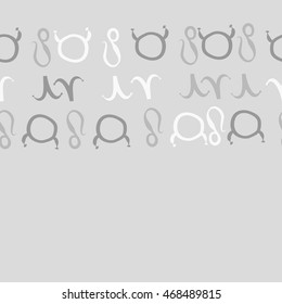 Seamless  horizontal pattern of zodiac signs, doodles,  object, taurus,aries, lions, copy space . Hand drawn.