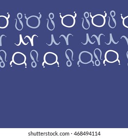 Seamless  horizontal pattern of zodiac signs, doodles,  object, taurus,aries, lions, copy space . Hand drawn.