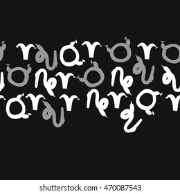 Seamless  horizontal pattern of zodiac signs, doodles,  object, taurus,aries,capricorn, copy space. Hand drawn.