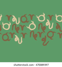 Seamless  horizontal pattern of zodiac signs, doodles,  object, taurus,aries,capricorn, copy space. Hand drawn.