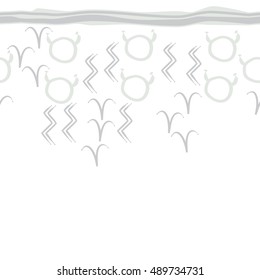 Seamless  horizontal pattern of zodiac signs, stripes . Hand drawn.