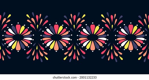 Seamless horizontal round curve festival colorful, Vector hand drawn drop splash design for fashion clothes, wallpaper, decoration background.