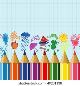 Seamless horizontal school border (EPS10)