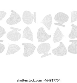 Seamless horizontal sea pattern,  hole,  spots,shells, doodles . Hand drawn.