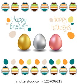 Seamless horizontal spring pattern with easter eggs