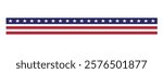 Seamless horizontal stripe shape American flag pennant banner vector illustration, isolated on white background- red, blue star design 4th of july independence day patriotic celebration