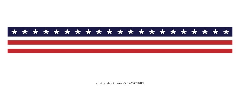 Seamless horizontal stripe shape American flag pennant banner vector illustration, isolated on white background- red, blue star design 4th of july independence day patriotic celebration