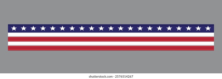 Seamless horizontal stripe shape American flag pennant banner vector illustration, isolated on white background- red, blue star design 4th of july independence day patriotic celebration