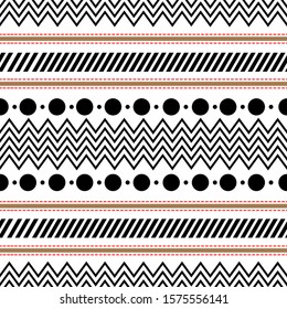  Seamless horizontal striped pattern in Aztec style. Modern Ikat geometric folklore ornament. Tribal ethnic vector texture.Design for fashion,fabric,wallpaper,wrapping and all prints