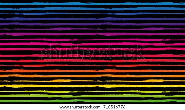 シームレスな横縞模様 紙を破った効果を持つインクペイントの筆線 民族の背景 ベクターイラスト 背景に虹のカラーテクスチャー レトロなスタイル 子ども向けの夏の柄 のベクター画像素材 ロイヤリティフリー