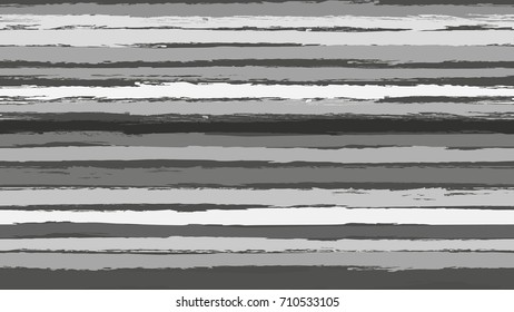 Seamless horizontal striped pattern. Monochrome ink paint brush line with torn paper effect. Ethnic background. EPS vector illustration. Texture for backdrop. Retro vintage style. White and black.
